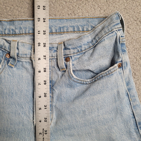 Levis 501 Jeans 26x32 Blue Button Fly Distressed High Rise Light Wash Straight - Picture 9 of 10